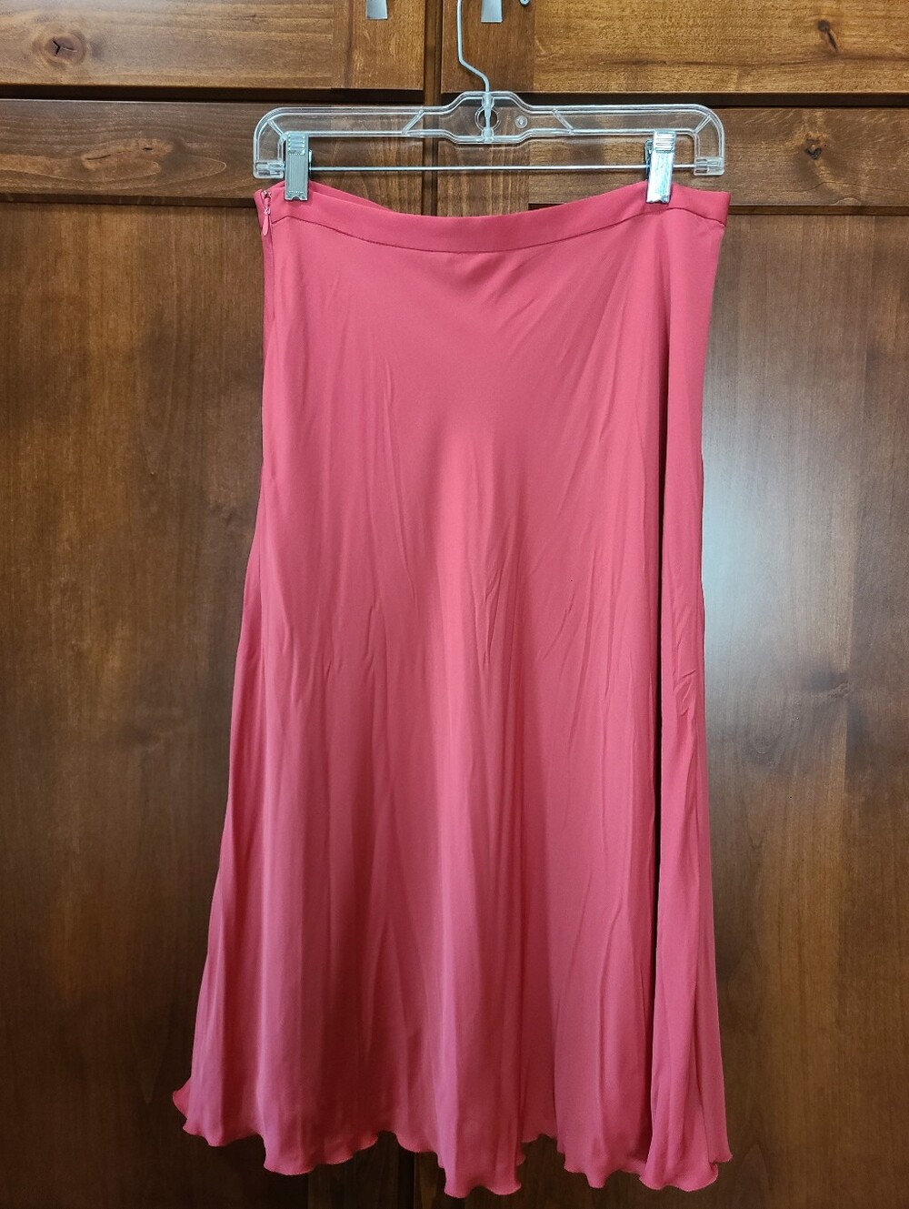 Theory Ruffled Slip Midi Watermelon Coral Skirt Womens Size 4 - Picture 4 of 7